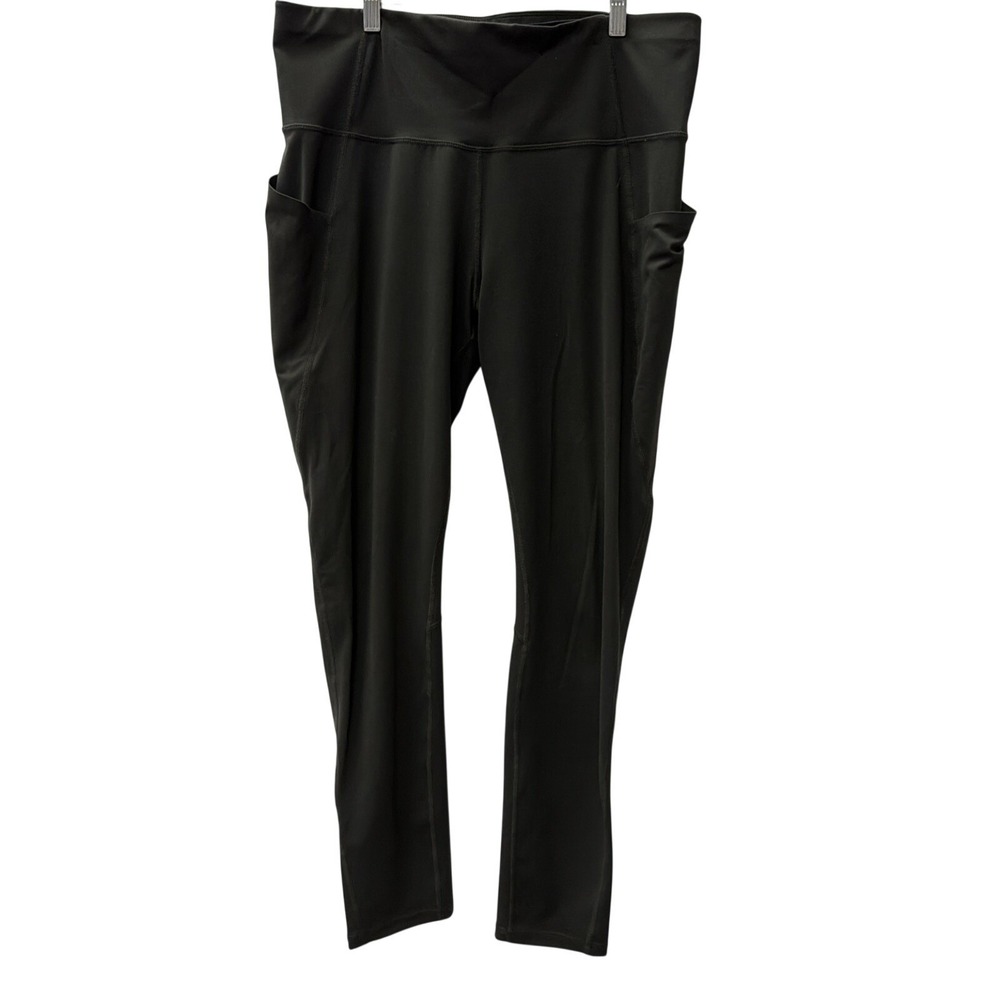 Xersion Move High Rise Full Length Leggings Black XL Side Pockets